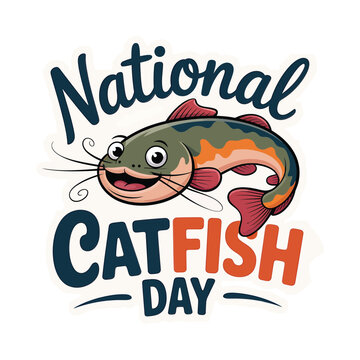 National catfish day vector illustration with a cute cartoon catfish character isolated on white background