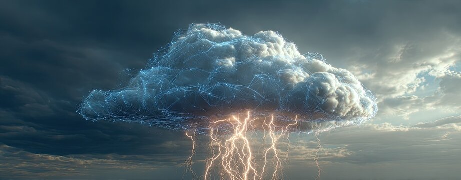 Dramatic storm cloud with lightning