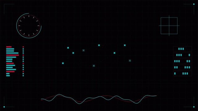 Business interface displaying stock market graph and data indicators, financial analysis dashboard 4k video