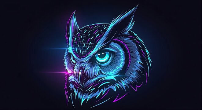 Abstract digital art of a cyberpunk wolf head.