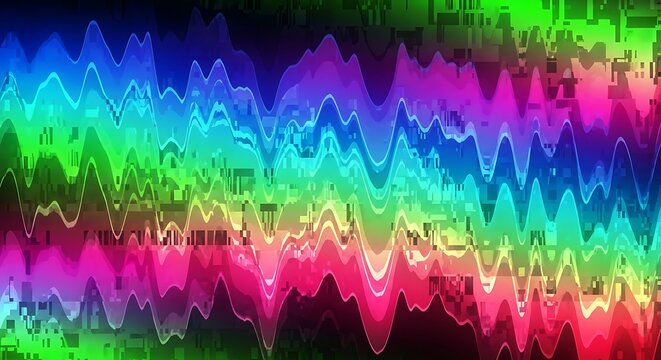 Vibrant colorful waveform graphic design element.