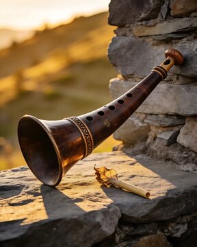 Gralla Seca Double-Reed Shawm on Pyrenean Stone &mdash; Golden Hour, Folk Festival Heritage, No Human, Andorran Traditional Music