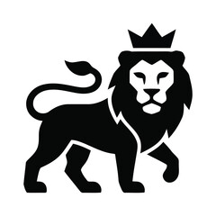 Lion of Judah full body icon. Minimalist standing lion with crown silhouette vector © NishatJahan