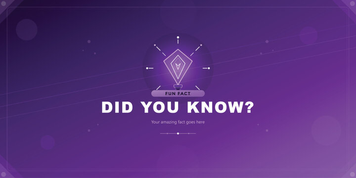 Did you know banner template with glowing lightbulb icon on purple background for trivia and fun facts vector