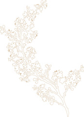 Fototapeta premium Elegant botanical vector illustration, delicate floral branch with small blossoms, minimalist nature-inspired design element, sophisticated plant artwork for wedding invitations and branding