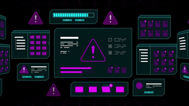 Corporate network warning display showing unauthorized database access attempt alerts and security errors.