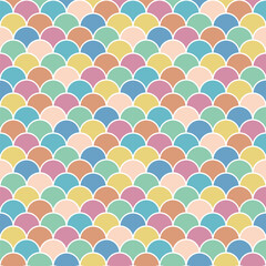 Colorful Scallop Seamless Pattern Fish Scale Design for Wallpaper Fabric, wrapping and textile print © Aufa Fahmi 