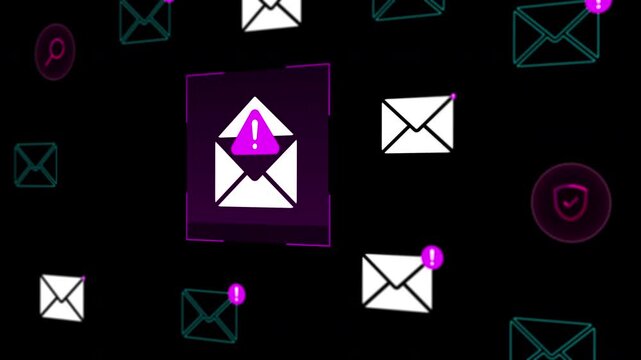 High tech notification interface displaying encrypted email delivery tracking and network message transfers.