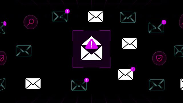 Technical perspective tunnel layout displaying multiple system mailbox logs and incoming digital envelope notifications.
