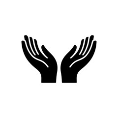 Obraz premium Black silhouette of two open hands holding something