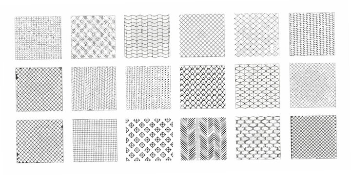 Geometric Patterns Collection Black And White Vector Illustrations On White Background