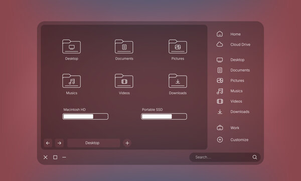 File manager operating system user interface design template