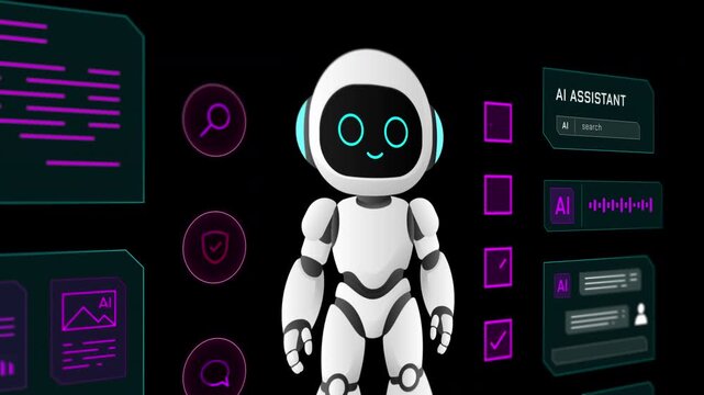 Full portrait UI display tracking daily workforce agenda logs, team project charts, and an active AI character.