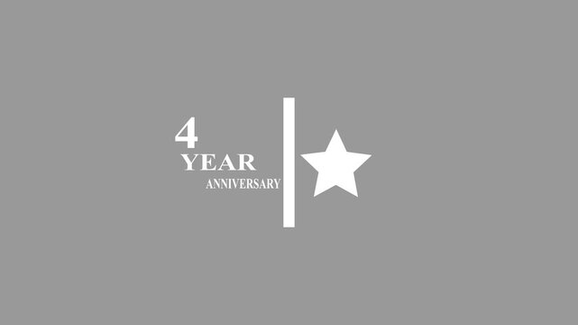 4 Years Anniversary Motion Graphic 4K footage with star.  Particles and Number, Animated 4 years  Wishes ,white  Background with alpha channel 4k animation video.