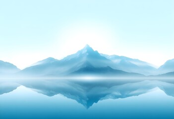 Fototapeta premium Serene landscape of mountains reflected in calm water under clear blue sky
