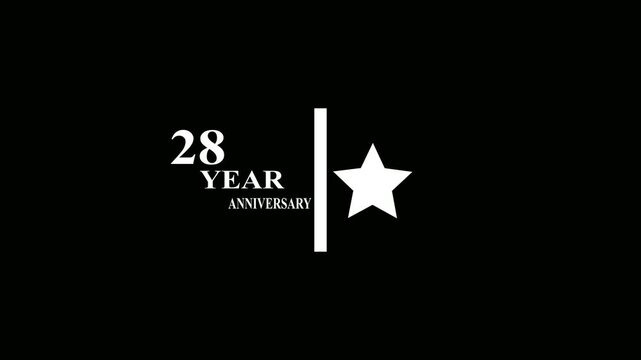 28 Years Anniversary Motion Graphic 4K footage with star.  Particles and Number, Animated 28 years Wishes ,white  Background with alpha channel 4k animation video.