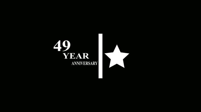 49 Years Anniversary Motion Graphic 4K footage with star.  Particles and Number, Animated 49years  Wishes ,white  Background with alpha channel 4k animation video.