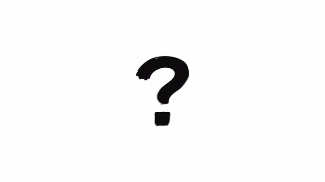 Hand Drawn Question Mark Brush Black on White 4K Bold Query