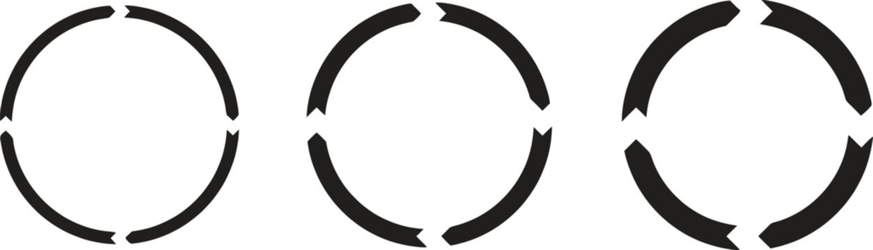 Four progress circles with gaps illustrating completion stages vector graphic