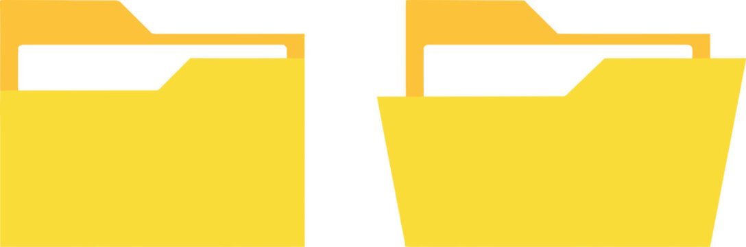 Two yellow file folders isolated on white background office supplies illustration