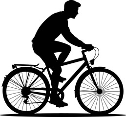 Naklejka premium Man riding bicycle silhouette isolated on transparent background