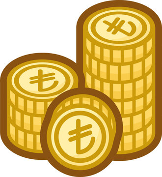 Stacks of gold Turkish Lira TRY ₺ coins