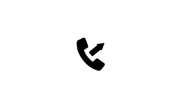 Outgoing call icon with arrow sign telephone receiver communication concept symbol black minimalist loop animation motion graphic isolated on white background.