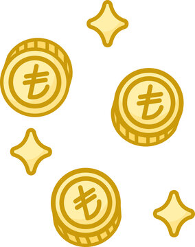 Shiny Gold Turkish Lira Coins with Sparkles Decorative Money Ornament
