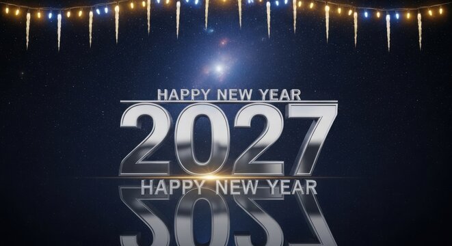 Happy new year 2027 celebration with lights illustration