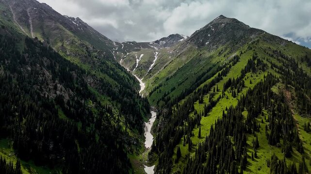 Aerial Mountains landscape in Kazakhstan