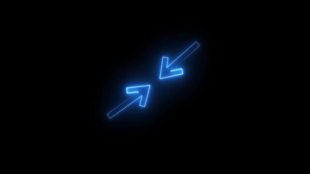 Neon glowing red color face to face arrow icon on black background animation.