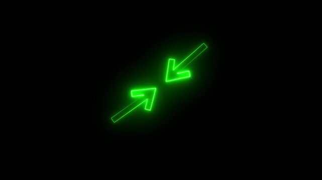 Neon glowing red color face to face arrow icon on black background animation.
