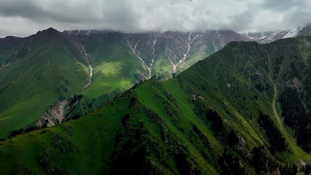 Aerial Mountains landscape in Kazakhstan