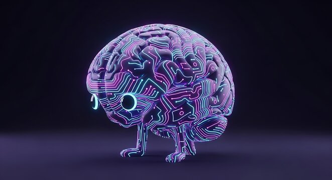 Neural network visualization with glowing brain connections.