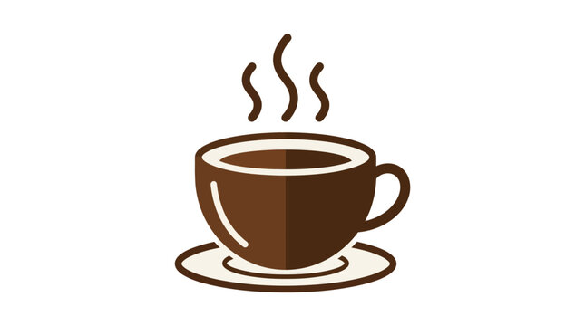 Steaming hot coffee cup icon.
