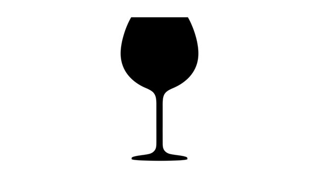 Simple Black Silhouette of a Wine Glass.