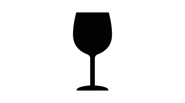 Simple Black Silhouette of a Wine Glass.
