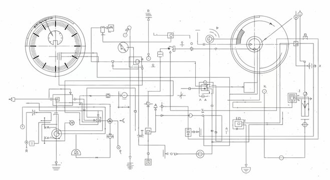 Technical diagram of mechanical clockwork mechanism