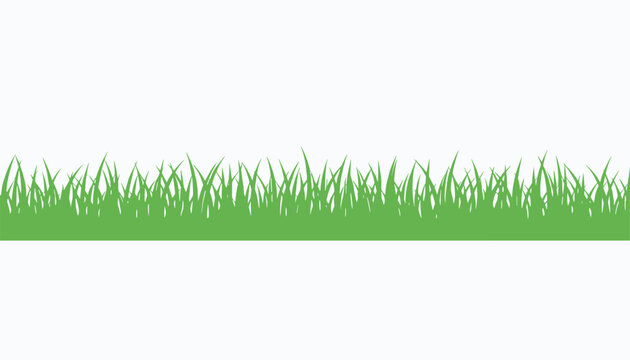 Simple green grass ground border isolated on a clean white background for landscape and garden design use.