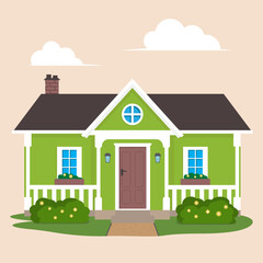 Naklejka premium Classic house building vector Illustration