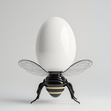 A bee holding a large egg