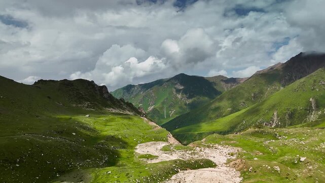 Aerial Mountains landscape in Kazakhstan