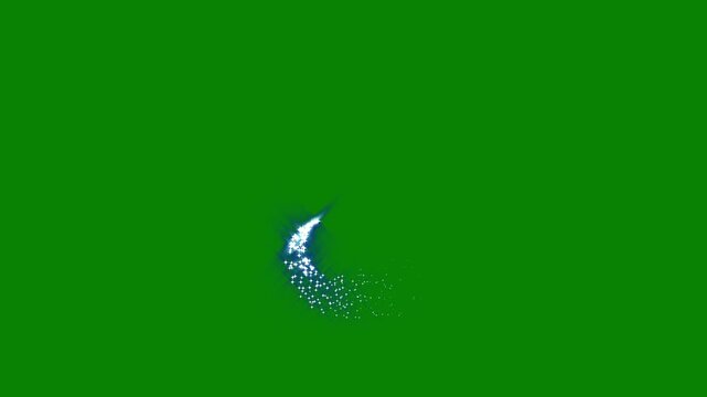 twinkling glitter star, magic dust, pixie dust path, magic sparkles glitter line stars on  screen. 4k video line trail sparkling particle on green screen, fairy dust wand glitter stars sparkling.