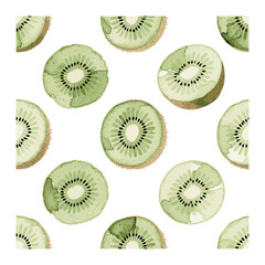 Fototapeta premium Seamless Watercolor kiwi Pattern, Fresh Summer Fruit Background for Textile and Wrapping Paper, for design or anything 