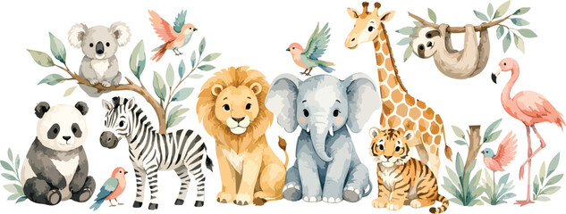 Naklejka premium Modern Wildlife Animal Vector Collection