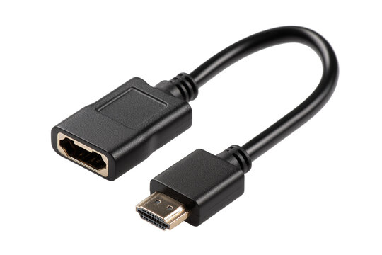 Mini DisplayPort to HDMI adapter with a compact, lightweight design flexible cable isolated on white background, Clipping Path, png