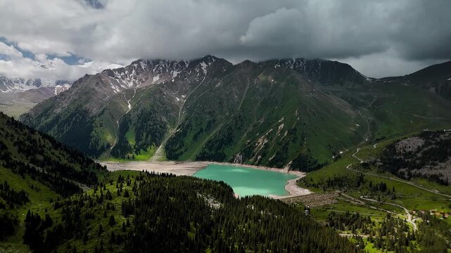 Aerial Mountains landscape in Kazakhstan