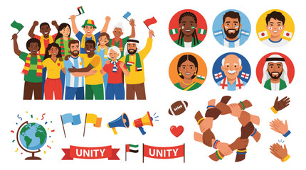 Fototapeta premium Vibrant diverse group of people celebrating unity and friendship with colorful clothing and joyful expressions