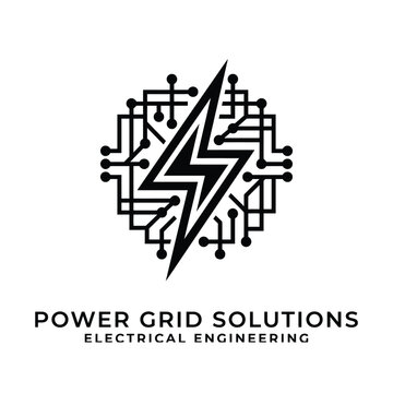 An impactful abstract logo for an electrical engineering company or smart power grid startup .eps