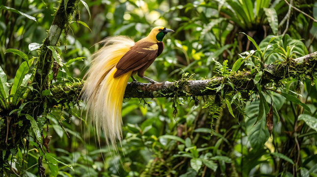 cendrawasih bird perching in forest